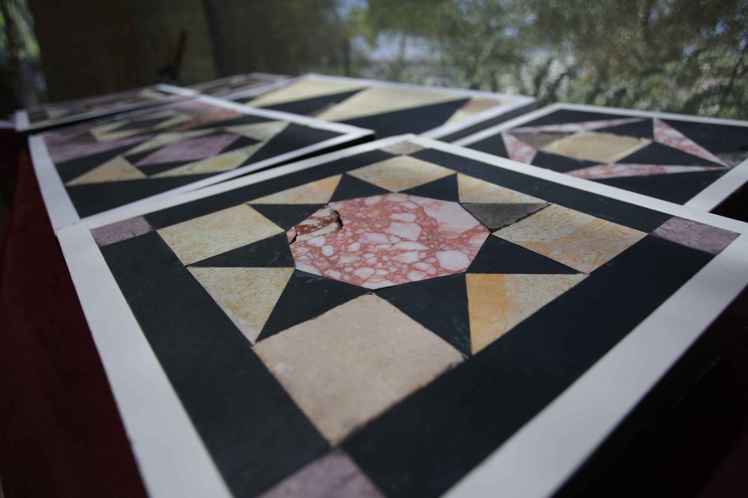 Restoration of the floor tiles in the temple. Photo: Menashe Mangan