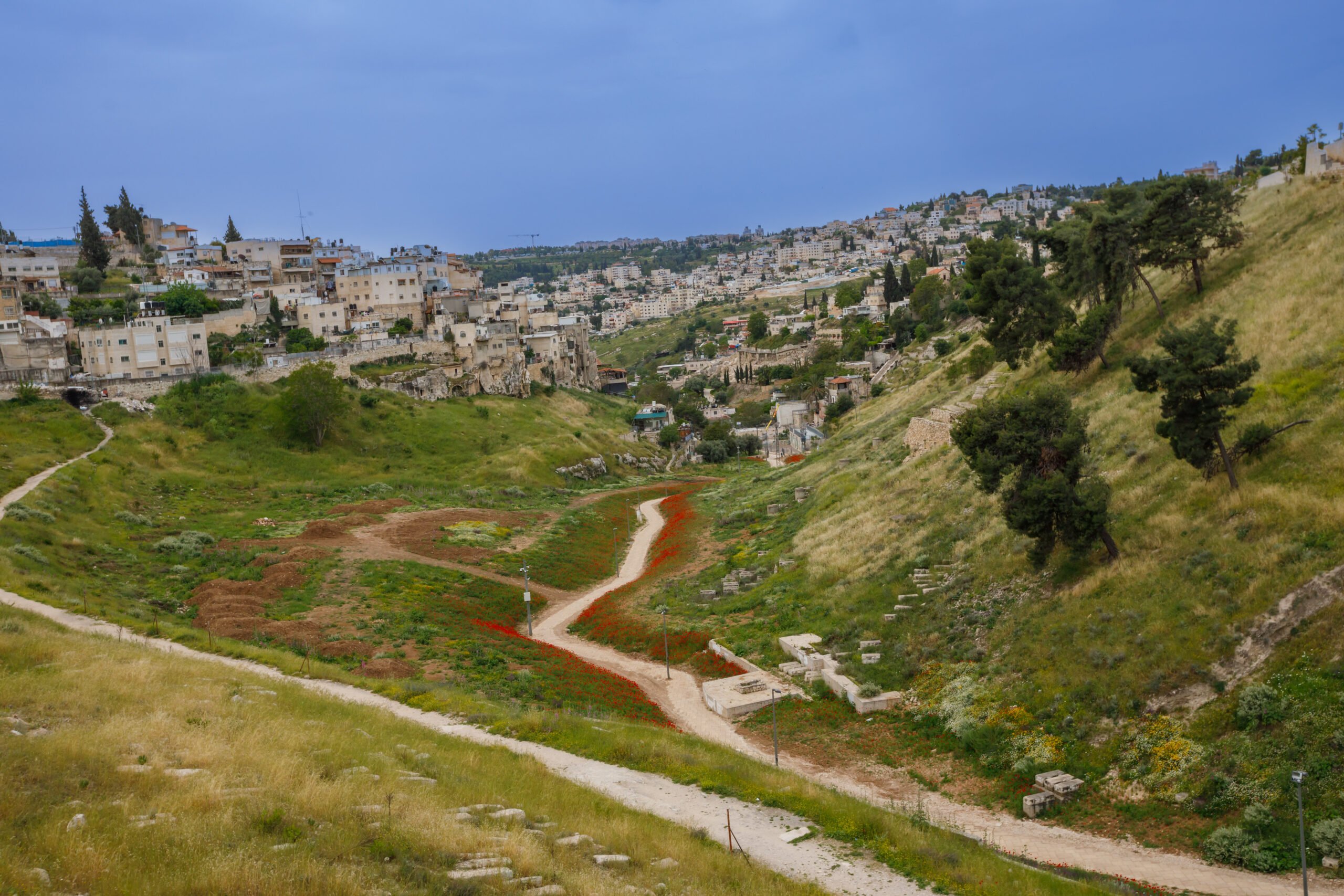 A red Kidron. Photo: Eliyahu Yanai, City of David