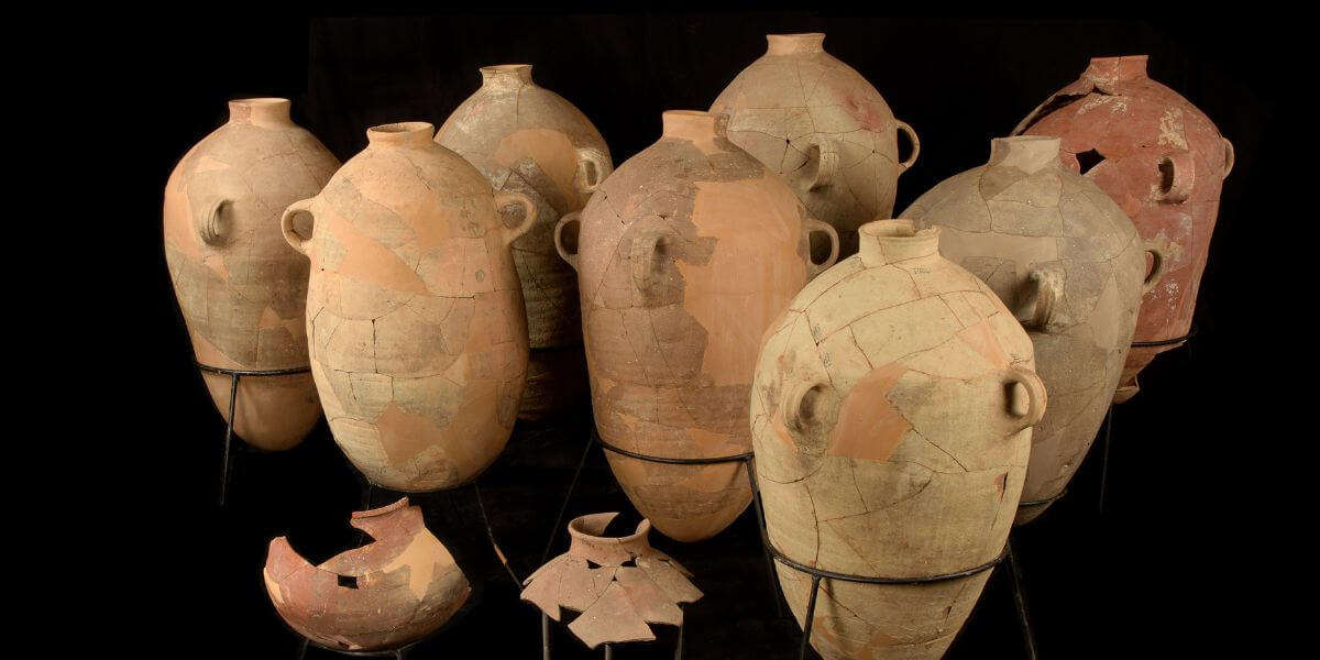 The accumulation of wine jars in which vanilla residues were discovered. Photo: Dafna Gazit of the Antiquities Authority