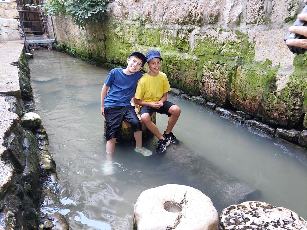 ילדים בבריכה בעיר דוד